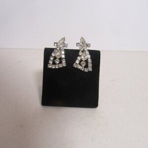 Vintage 1950s Glamorous Rhinestone Screw Back Earrings